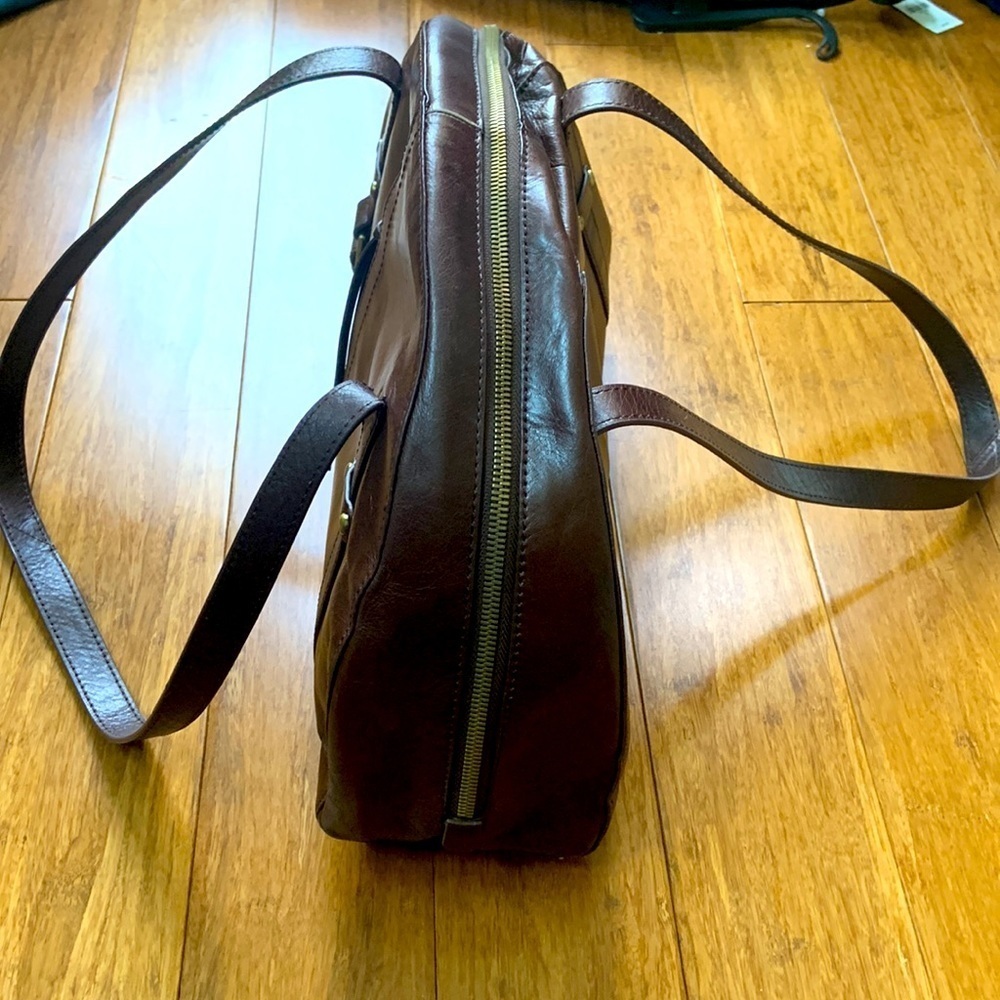 HOBO INTERNATIONAL SHOULDER GENUINE LEATHER SATCHEL TOTE BAG BROWN 4”Wx14”Lx10”H - Picture 7 of 8